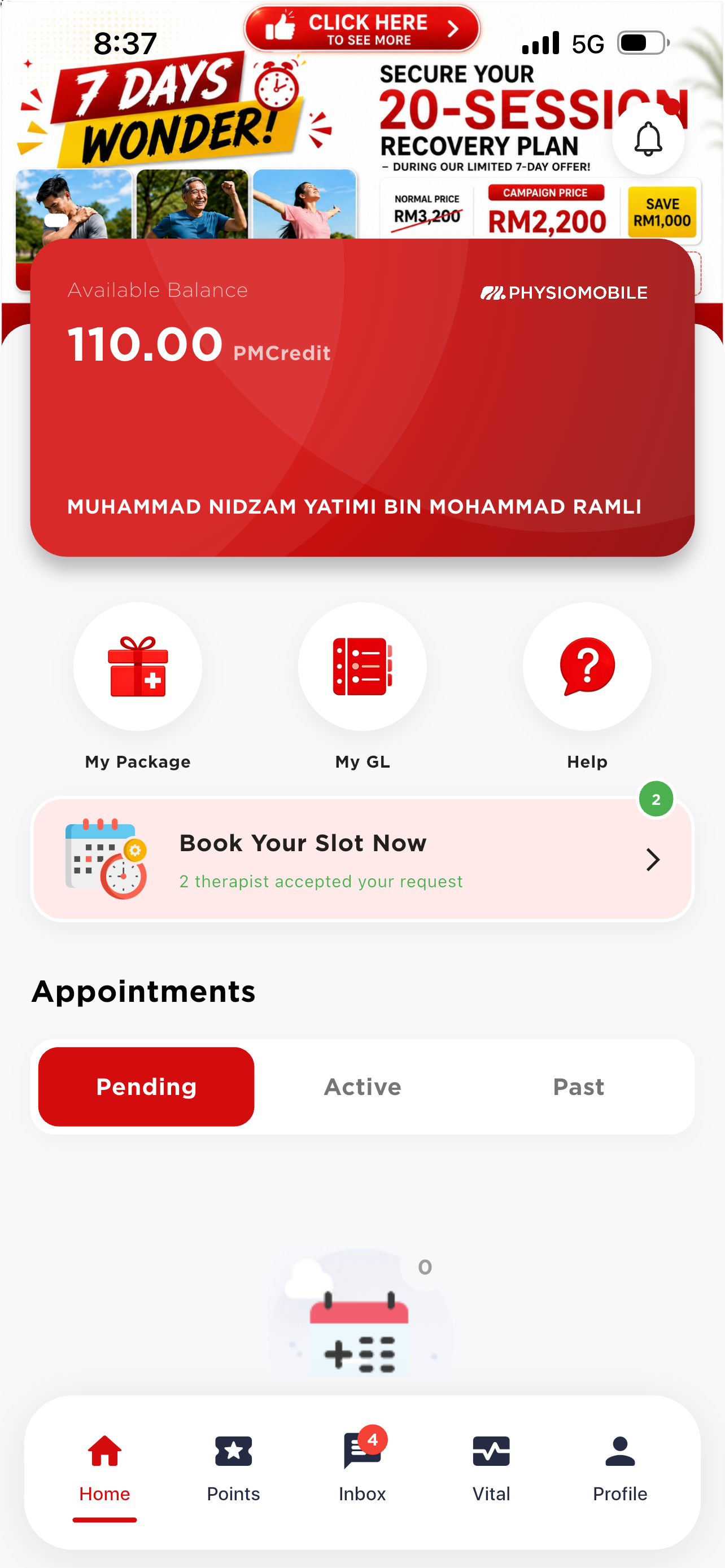 Home screen