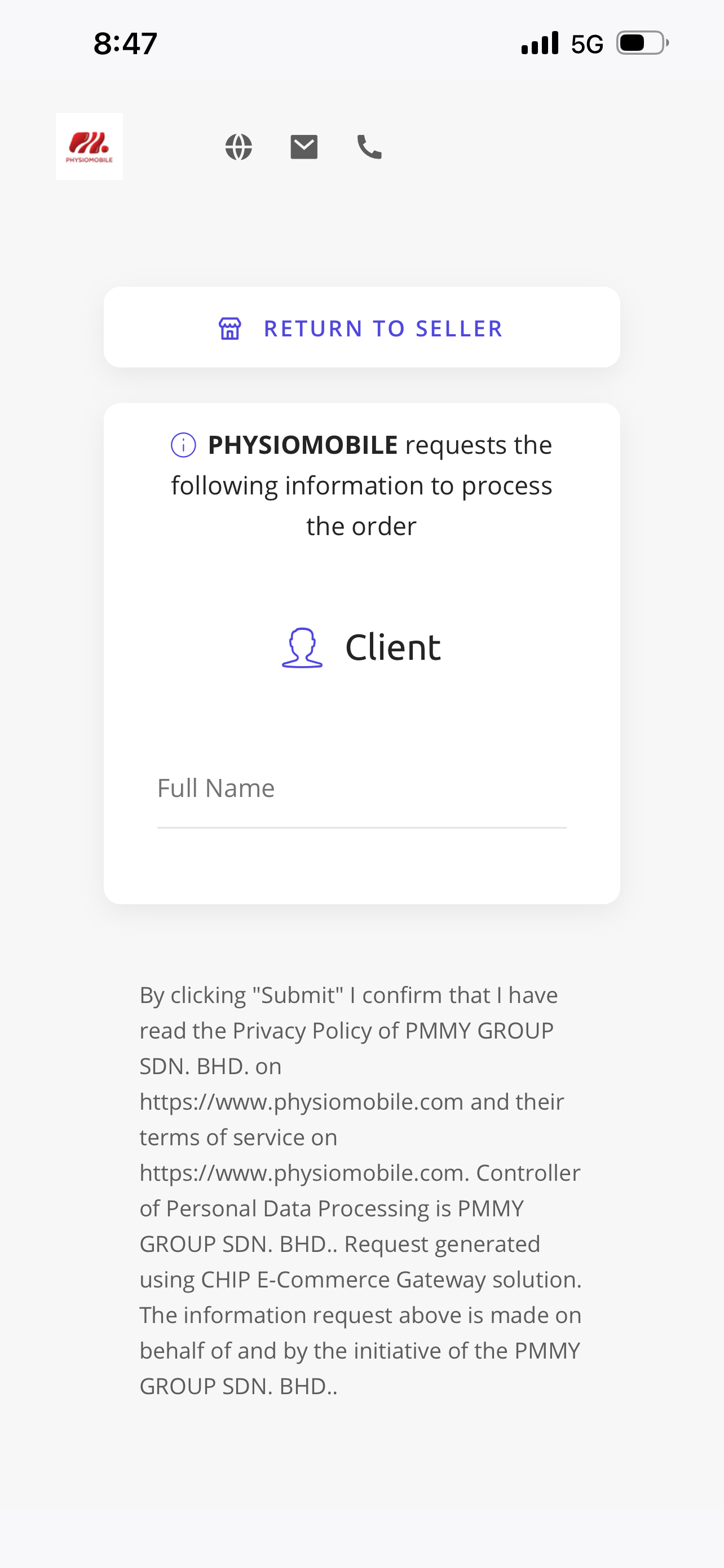 Cart screen