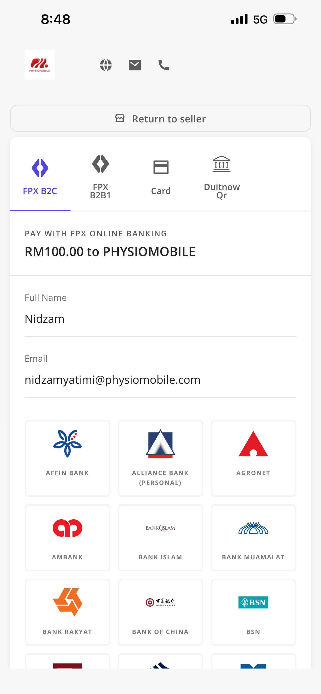 FPX bank selection