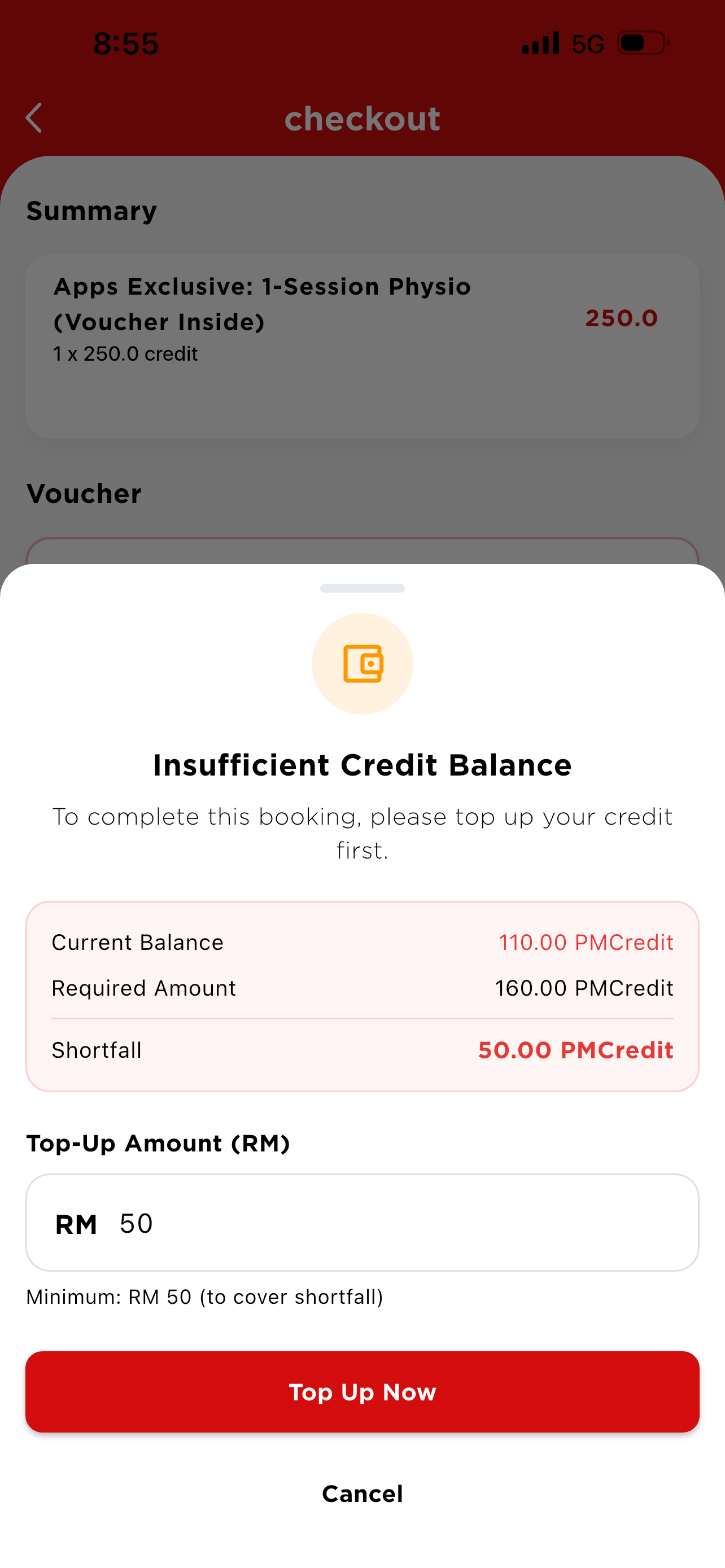 Insufficient credit balance
