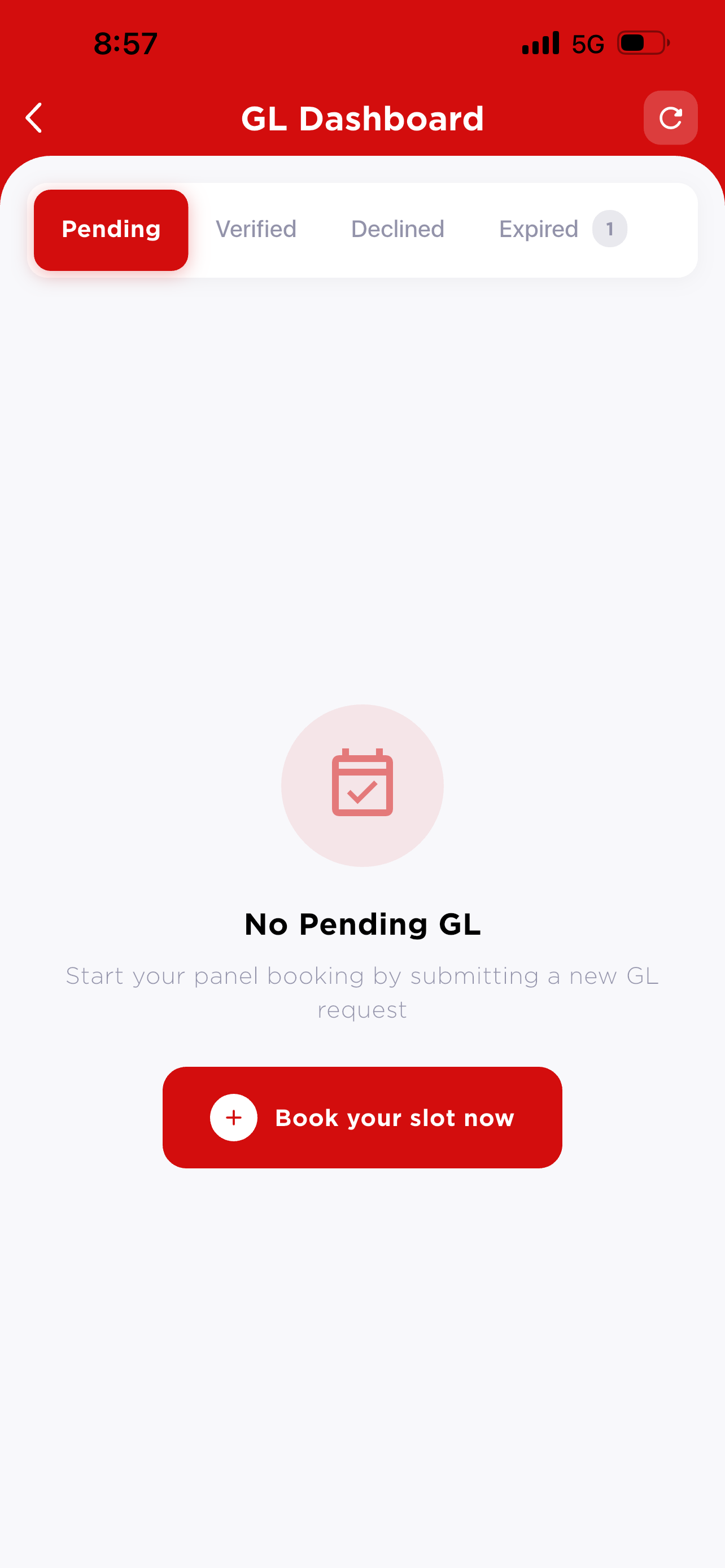 GL Dashboard — no pending GL