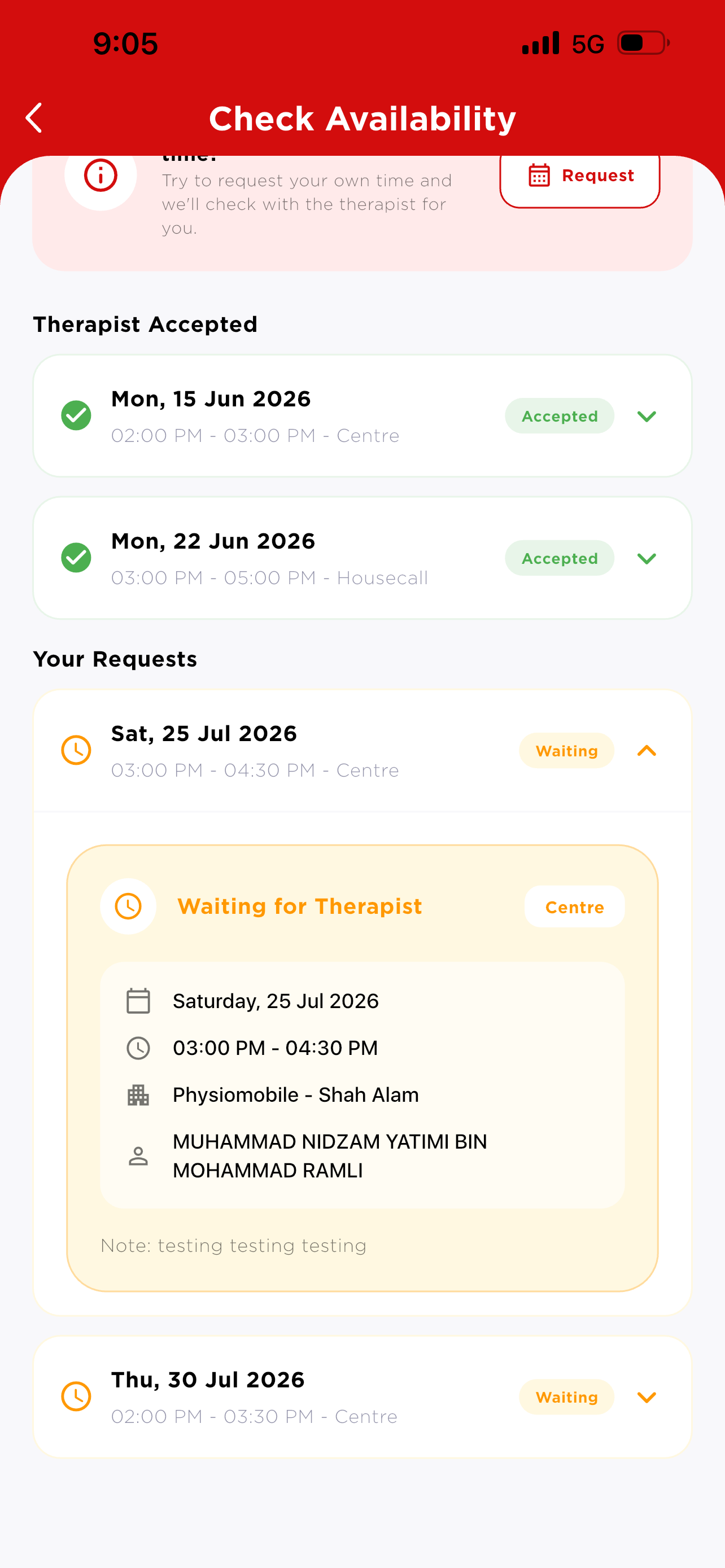 Waiting request — expanded detail