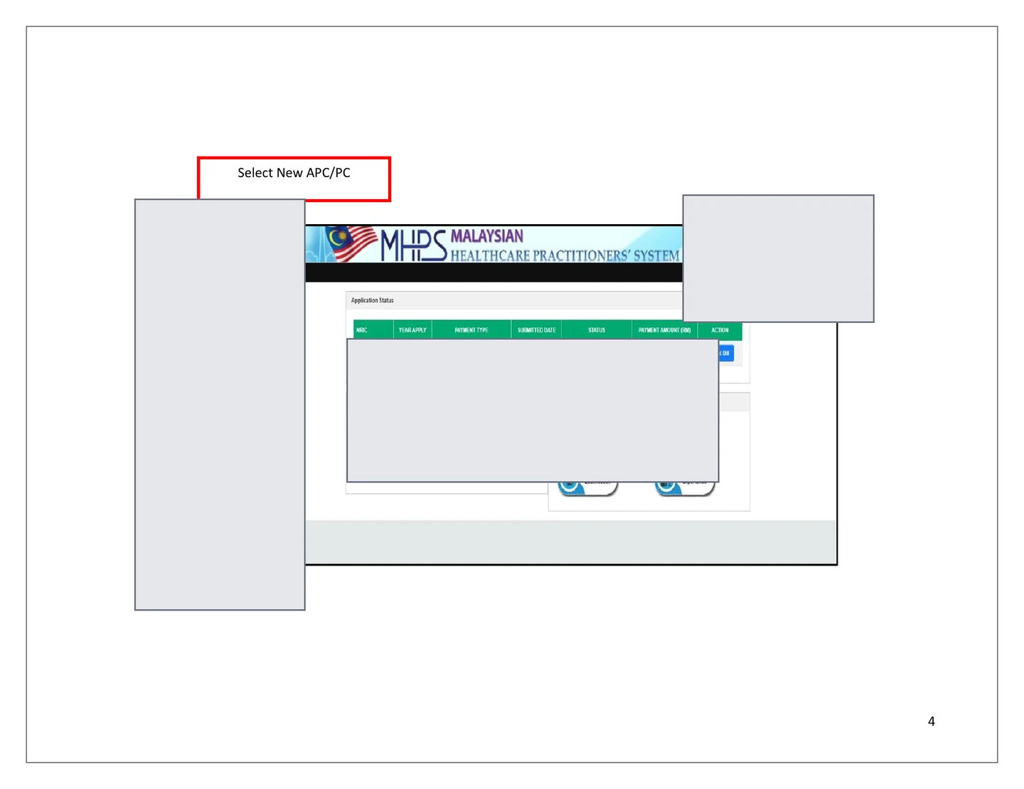 Screenshot Manual Perakuan Amalan MAHPC 2025 menunjukkan pilihan New APC PC dalam MHPS
