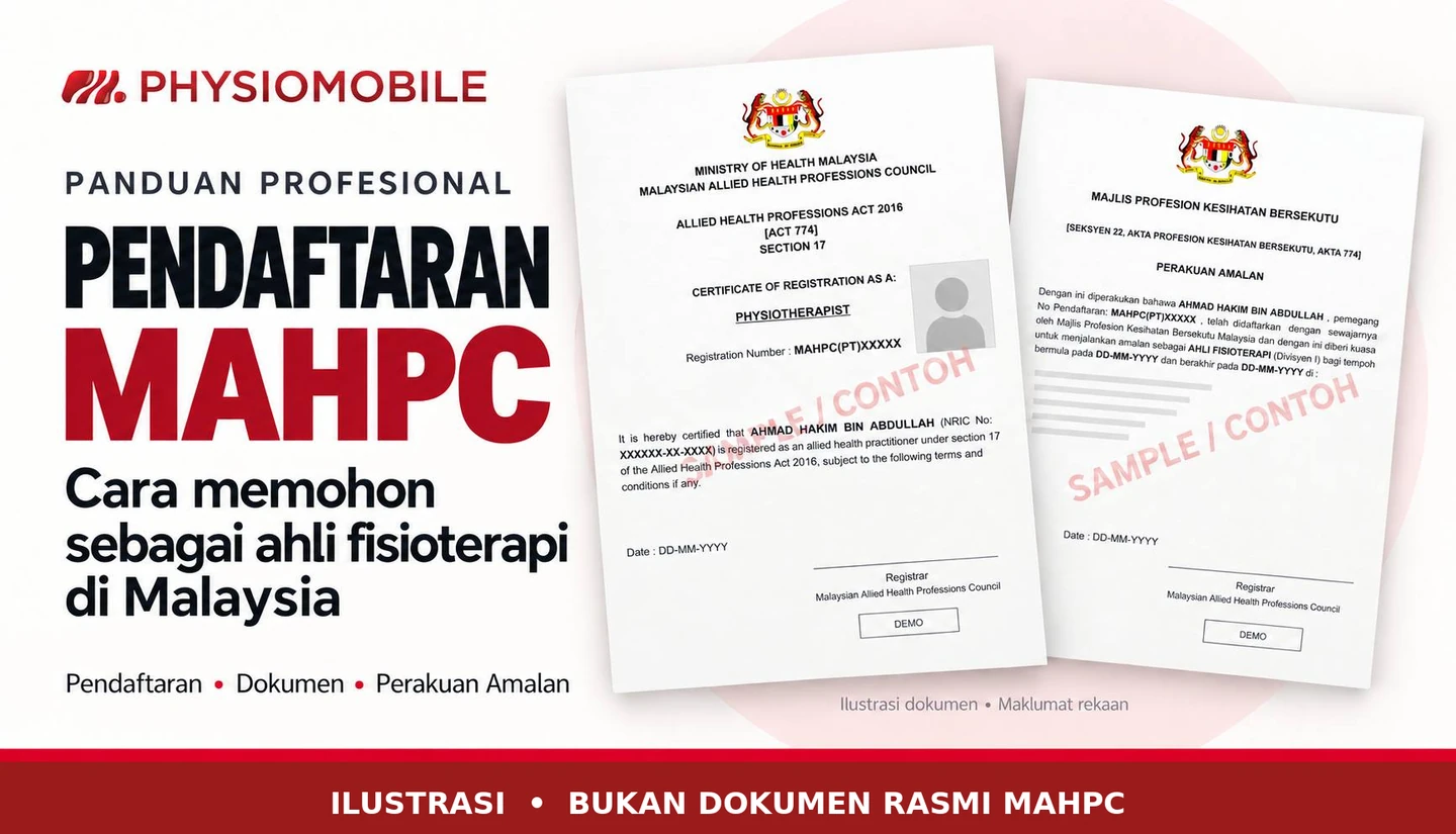 Panduan profesional pendaftaran MAHPC dengan contoh rekaan Perakuan Pendaftaran dan Perakuan Amalan yang ditanda jelas