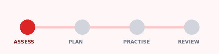 Animated pathway from assessment to plan, practice and review