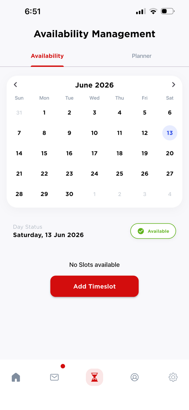 Set your availability in the Physiomobile partner app